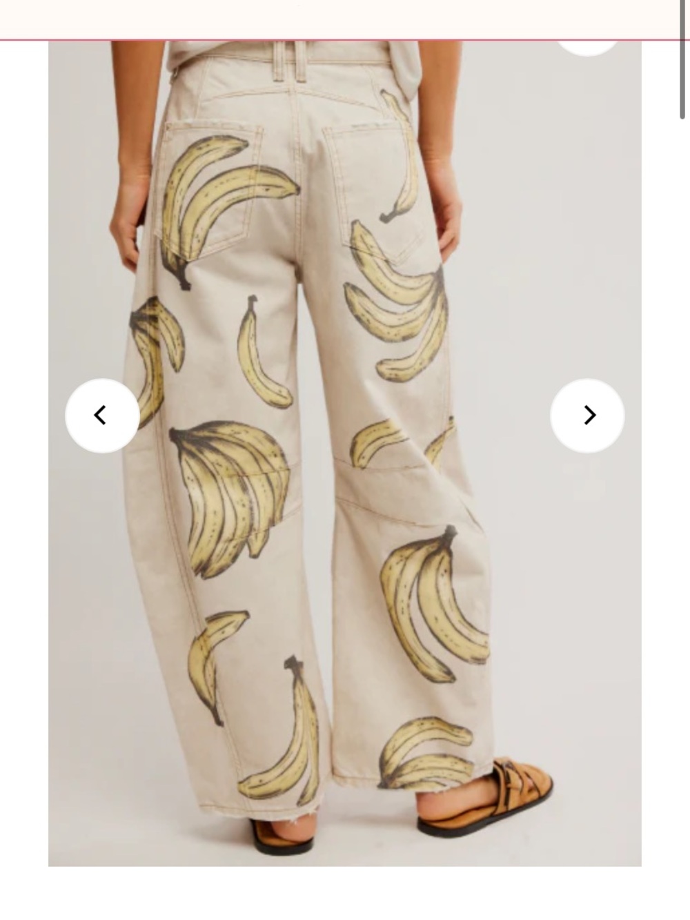 Free people. Good luck printed barrel jeans in banana. Cutest jeans ever. So fun - Picture 4 of 7